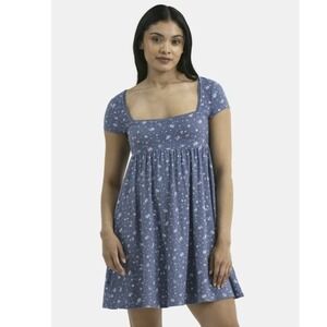 No Boundaries Floral Babydoll Dress Blue Moonlight Juniors Medium 8-10 NWT